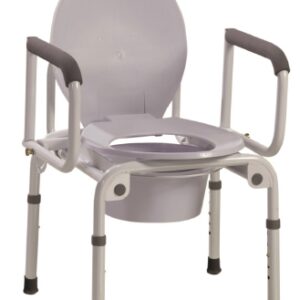 COMMODE, DROP-ARM W/STEEL FRAME/PADDED SEAT ADJ HEIGHT