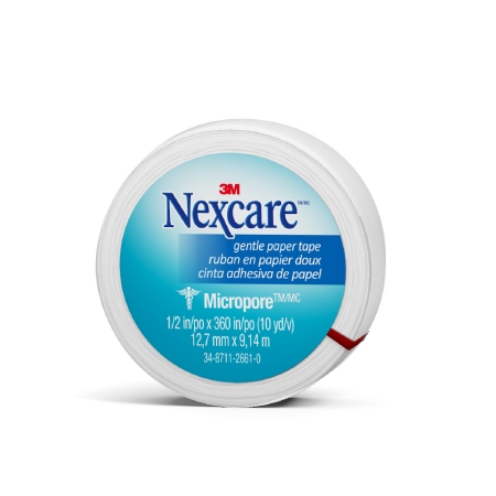TAPE, FIRST AID PAPER NEXCARE MICROPORE 1/2"X10YDS (24/PK 3P
