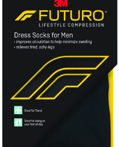 SOCKS, DRESS COMPRSN FUTURO REVITALIZING BLK MENS LG (12PR/B
