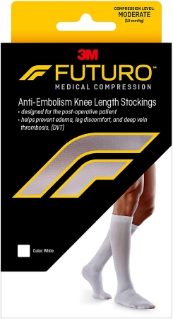 STOCKING, ANTI-EMBOLISM KNEE CLOSED-TOE WHT LG REG (6PR/CS)
