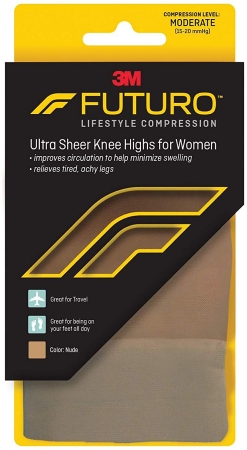 STOCKING, COMPRESSION ULTRA SHEER KNEE-HI NUDE MED (12PR/BX)