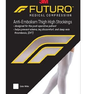 STOCKING, ANTI-EMBOLISM THIGH CLOSED-TOE WHT MED REG (6PR/CS
