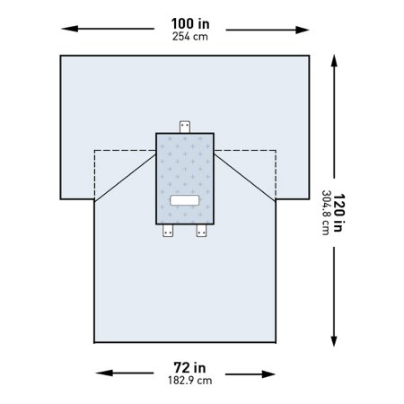 DRAPE, SURG TRANSVERSE LAPAROTOMY STR 100"X72"X120" (14/CS)