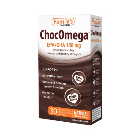 CHOCOMEGA, CHEW 150MG MILK CHOC/ORG (30/BX 12BX/CS)