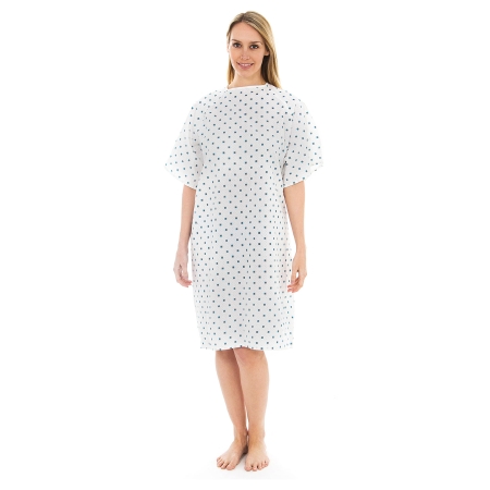 GOWN, PATIENT ANGLED TIE BACK TWILL WHT 44" (10DZ/CS)