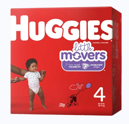 DIAPER, HUGGIES LITTLE MOVERS JUMBO SZ4 (22/PK 4PK/CS)