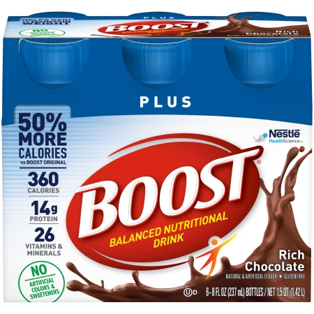 BOOST PLUS, RICH CHOCOLATE 8OZ(6/PK 4PK/CS)