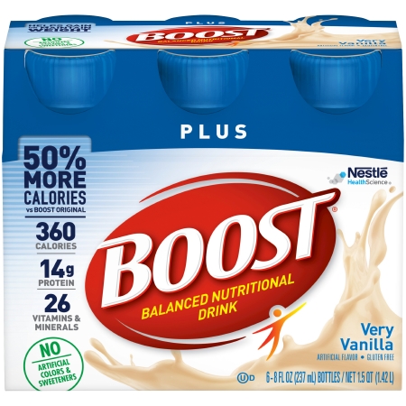 BOOST PLUS, VERY VANILLA 8OZ (6/PK 4PK/CS)