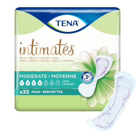 PAD, INCONT TENA INTIMATES MODERATE THIN LONG (32/BG 4BG/CS)