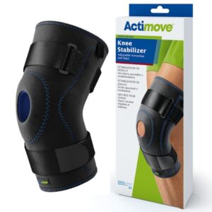 KNEE STABILIZER, ADJ HORSESHOE/STAYS HME ACTMV BLK SM14"-16"