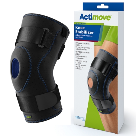 KNEE STABILIZER, ADJ HORSESHOE/STAYS HME BLK 2XLG 22"-24"