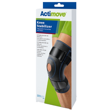 KNEE STABILIZER, HORSESHOE/STAYS ADJ HME BLK 3XLG 24"-26"