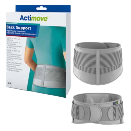 BACK SUPPORT, ADJ DBL LAYER COMPRESSION GRY LG/XLG