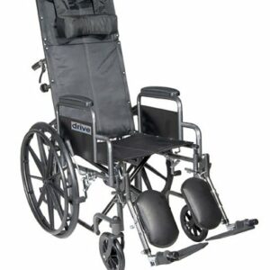 WHEELCHAIR, RECLING SLVR VEIN 16" SPORT W/DTCHBL DESK D/S