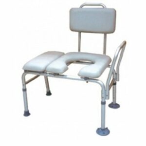 BENCH, PTNT TRANSFER PADDED SEAT W/CMODE OPN GRY