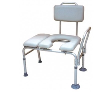BENCH, PTNT TRANSFER PADDED SEAT W/CMODE OPN GRY