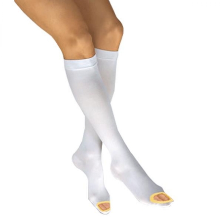 STOCKING, ANTIEMB KNEE HI 16-18" MED WHT