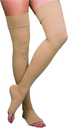 STOCKING, COMP THIGH HI OPN T OE 20-30MMHG BGE XLG SCOTSP