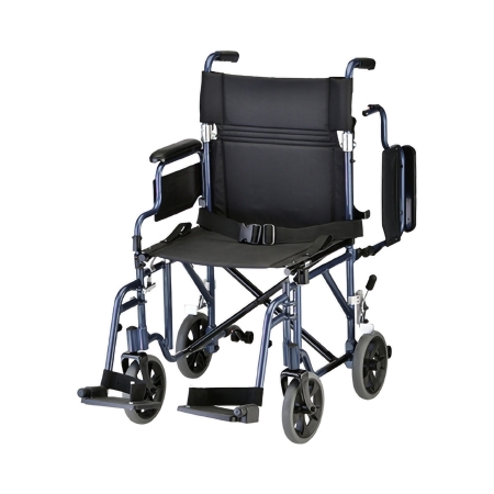 CHAIR, TRANS W/DTCHBL ARMS LT WT BLU 19"