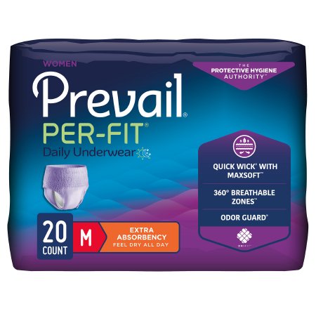 UNDERWEAR, PREVAIL PER-FIT WOMEN 34"-36" MED (20/BG 4BG/CS)