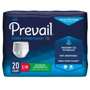 UNDERWEAR, PREVAIL MEN 28"-40"SM/MED (20/BG 4BG/CS)