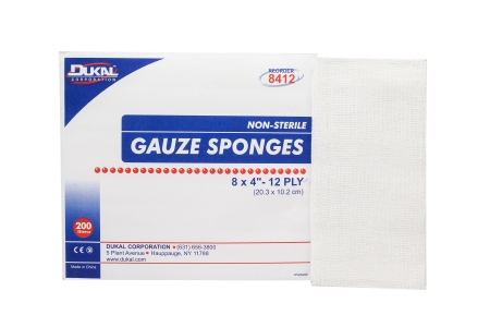 SPONGE, GAUZE 8X4 12PLY N/S (200/BX 10BX/CS)