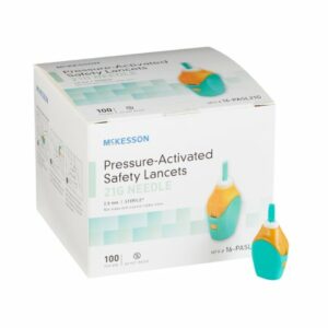 LANCET, SAFETY PRESS ACTIV GRN2.0MM 21G (100/BX 20BX/CS)