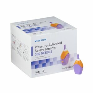 LANCET, SAFETY PRESS ACTIV PURP 1.5MM 30G (100/BX 20BX/CS)