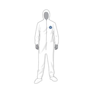COVERALL, TYVEK W/ATTACHED HOOD & BOOT DISP WHT