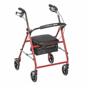 WALKER, ROLLATOR STEEL 6" WHL RED