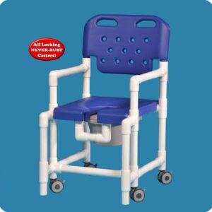 CHAIR, SHWR/CMODE W/ANTI-TIP BARS GRY