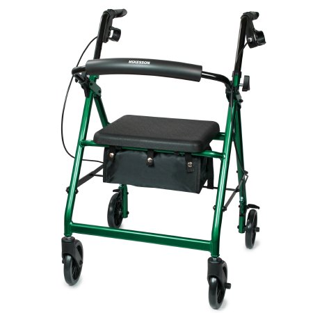 WALKER, ROLLATOR LTWT FOLDING ALUM W/6" WHLS GRN 300LB
