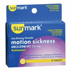 MECLIZINE, TAB 25MG MOTION SICKNESS LESS DROWSEY (8/BX)