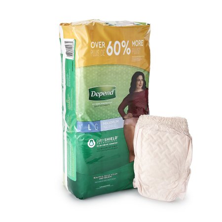 UNDERWEAR, INCONT DEPEND MAX FML BLUSH LG (28/PK 2PK/CS)