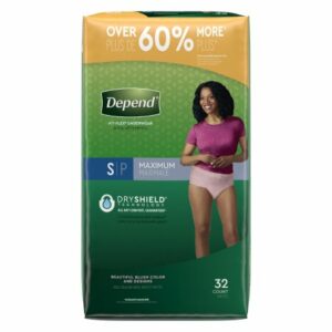 UNDERWEAR, INCONT DEPEND MAX FML BLUSH SM (32/PK 2PK/CS)