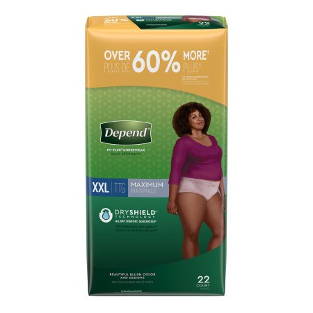 UNDERWEAR, INCONT DEPEND MAX FML BLUSH 2XLG (22/PK 2PK/CS)
