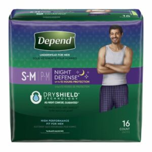 UNDERWEAR, DEPEND OVERNIGHT MEN GRY SM/MED (14/PK 2PK/CS)