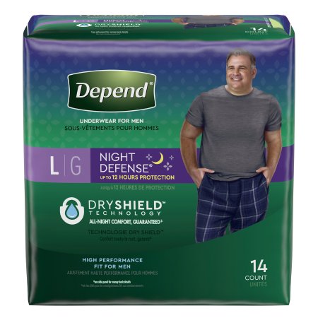 UNDERWEAR, DEPEND OVERNIGHT MEN LG (14/PK 2PK/CS)