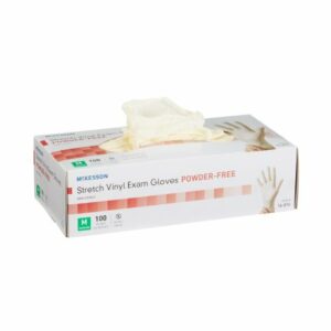 GLOVE, EXAM VNYLSTRCH MED N/S (100/BX 10BX/CS)