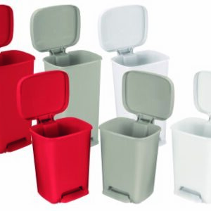 WASTECAN, STEP-ON RECTNGL PLASBGE 32QT