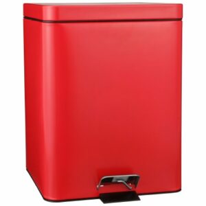 WASTECAN, STEP-ON SQ MTL RED 20QT