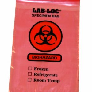 BAG, SPCMN BIOHAZ 3WALL W/ZIP RED 6"X9" (1000/CS)