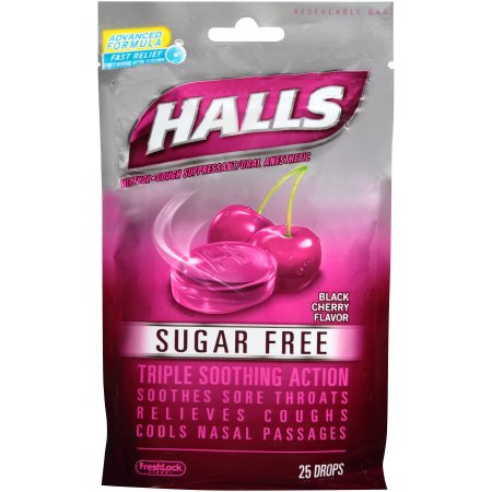 HALLS COUGH, DROP S/F BLK CHERRY (25/BG)