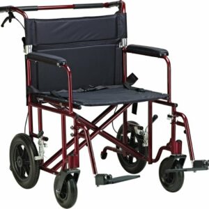 WHEELCHAIR, TRANSPORT ALUM RED22"WX18"D D/S