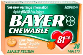 ASPIRIN, TAB 81MG CHLD ORG CHEW (36/BX)