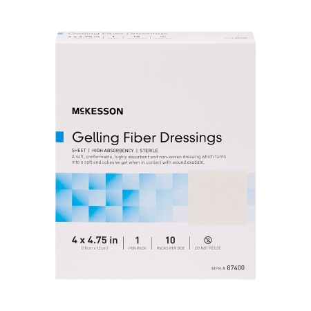DRESSING, WOUND GELLING FIBER HIGH-ABSRB 4"X4 3/4" (10/BX)
