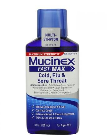 MUCINEX FAST-MAX, LIQ COLD-FLU& SORE THROAT 10-650/20MG 6OZ