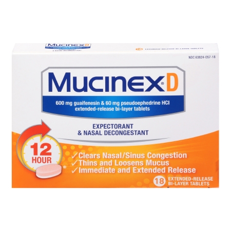 MUCINEX D, TAB ER 12HR 600MG-60MG (18/BT)