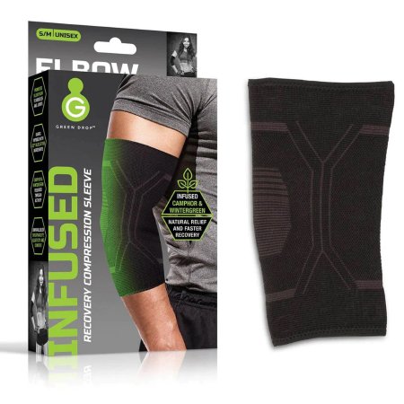 SLEEVE, ELBOW COMPRSN INFUSED BLK SM/MED (48/BX)