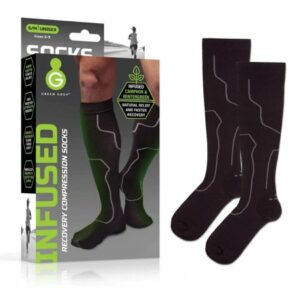 SOCKS, KNEE-HI COMPRSN INFUSEDBLK SM/MED (48/BX)